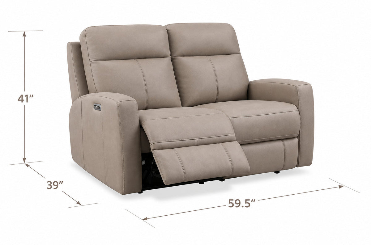 Modello 59.5" Taupe Leather Zero Gravity Power Reclining Loveseat