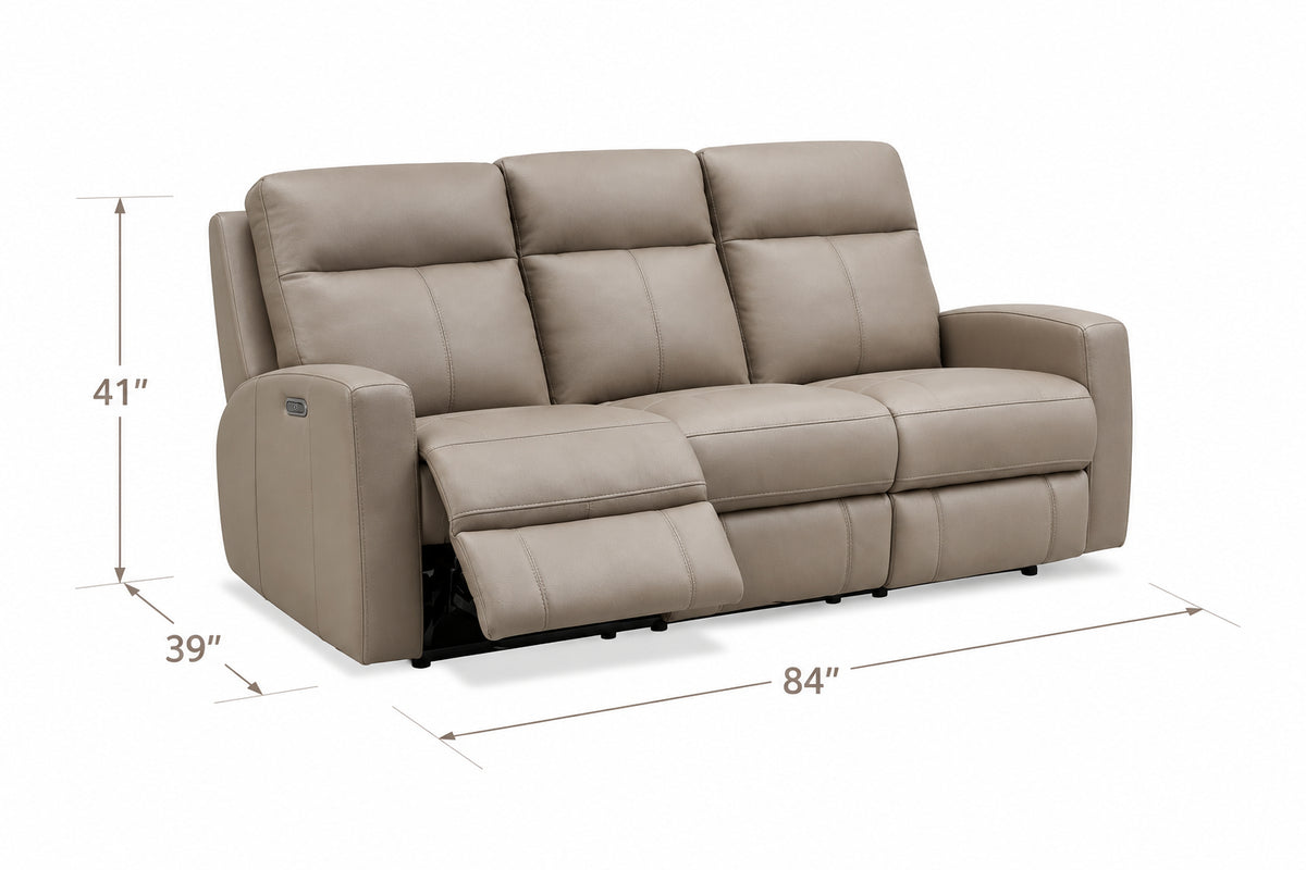 Modello 84" Taupe Leather Zero Gravity Power Reclining Sofa