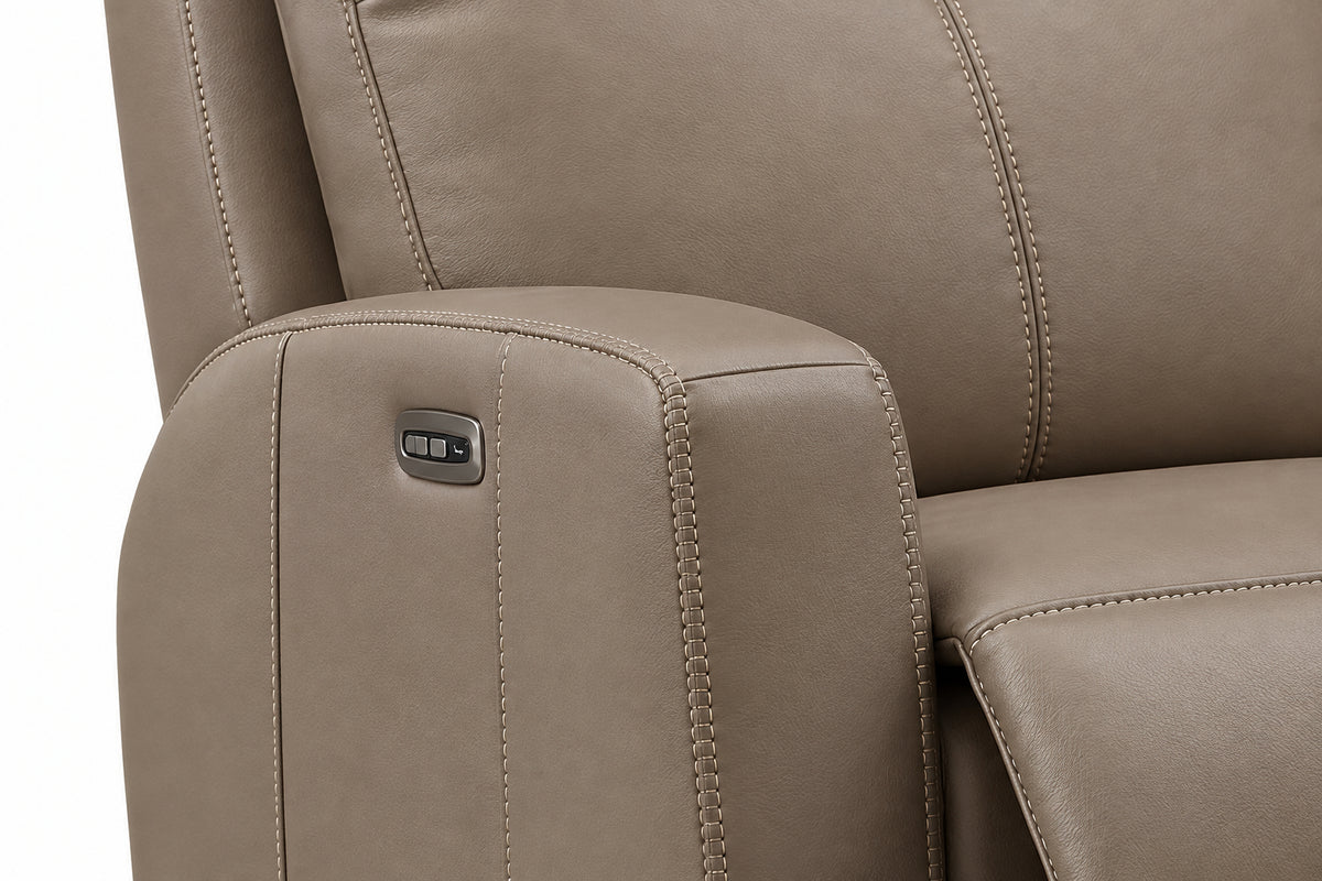 Modello 59.5" Taupe Leather Zero Gravity Power Reclining Loveseat