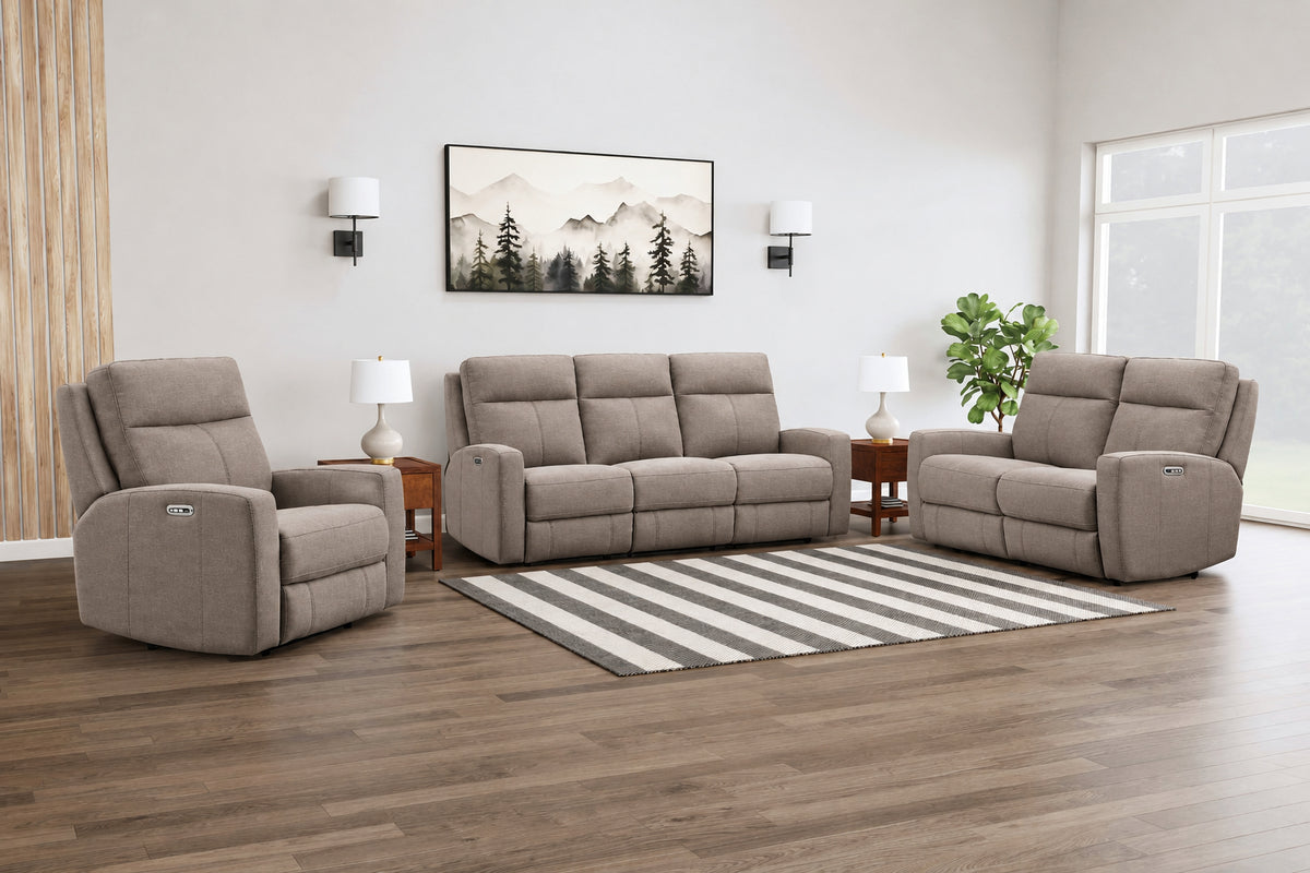 Modello 59.5" Taupe Leather Zero Gravity Power Reclining Loveseat