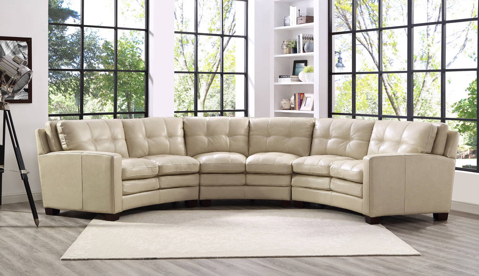 Bella Curve Cream Leather 4 Piece Sectional - MJM Furniture