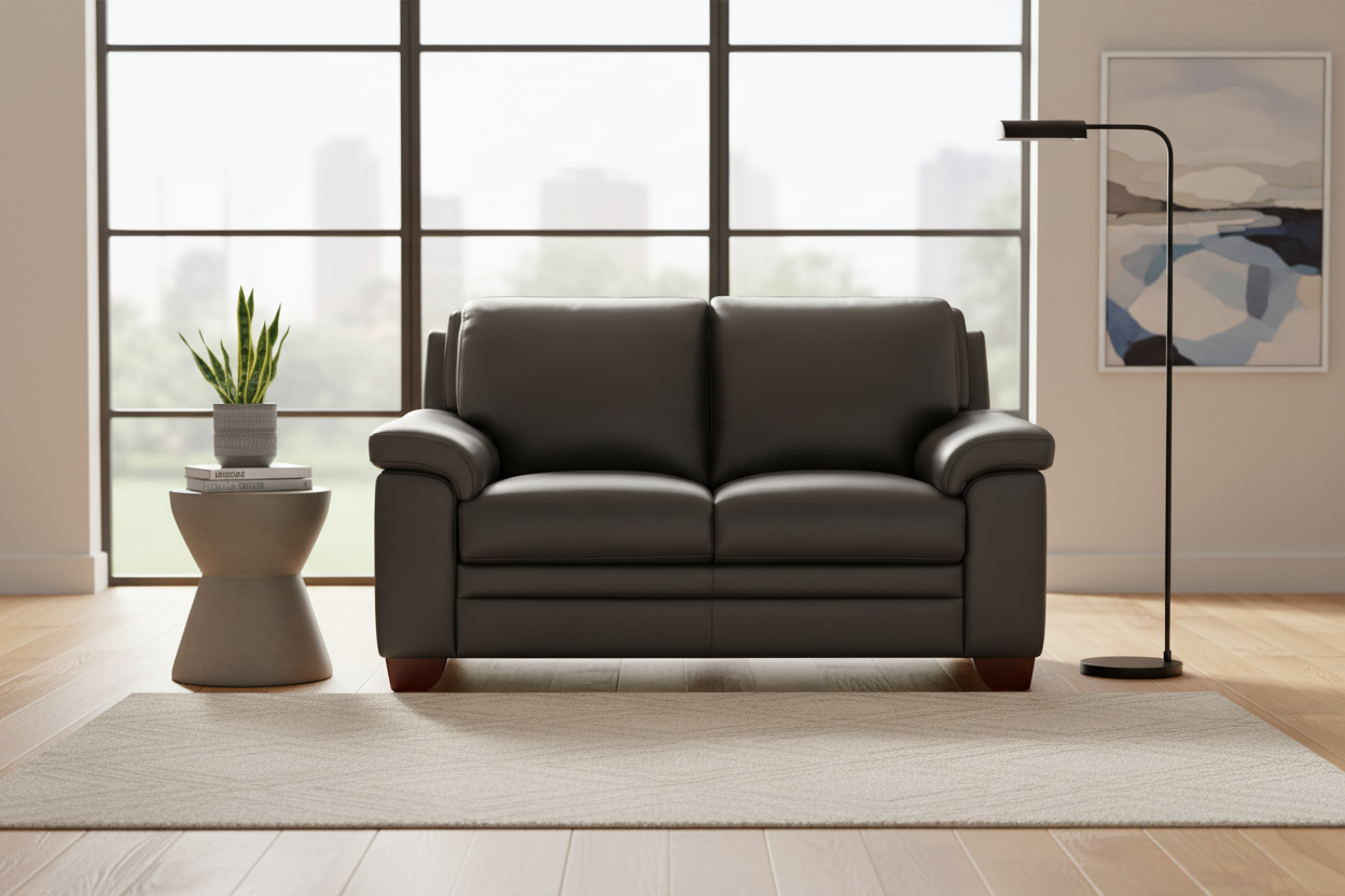 Chatham Gray Leather 2 Loveseats - MJM Furniture