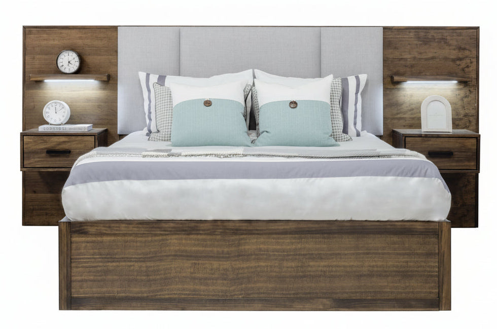 Oliver Pine Lift Storage Bed & 2 Nightstands - MJM Furniture