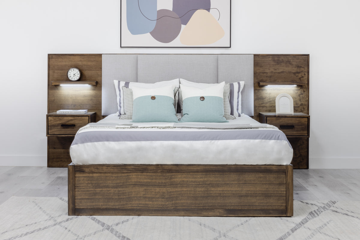 Oliver Pine Lift Storage Bed & 2 Nightstands - MJM Furniture