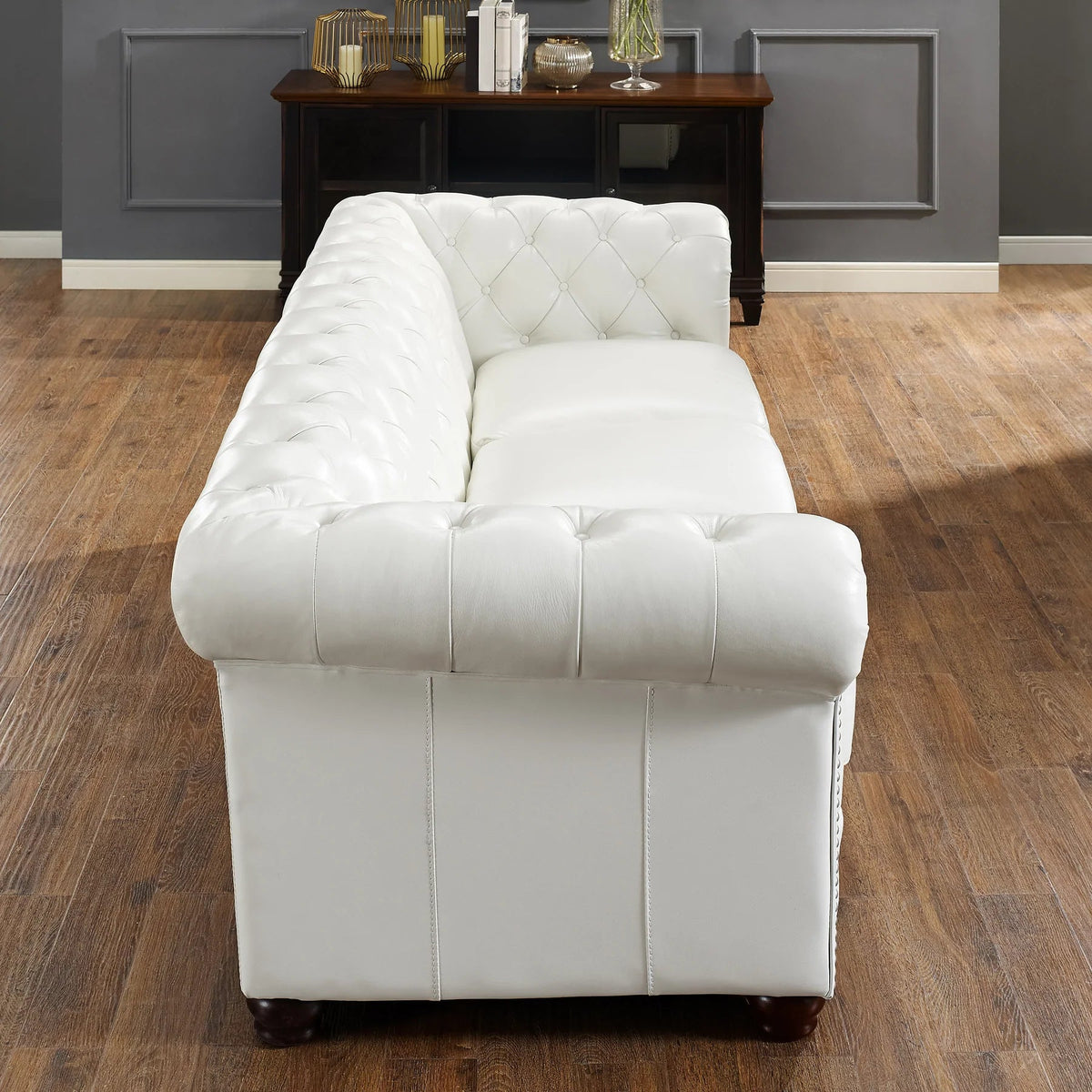 Kennedy White Leather Sofa - MJM Furniture