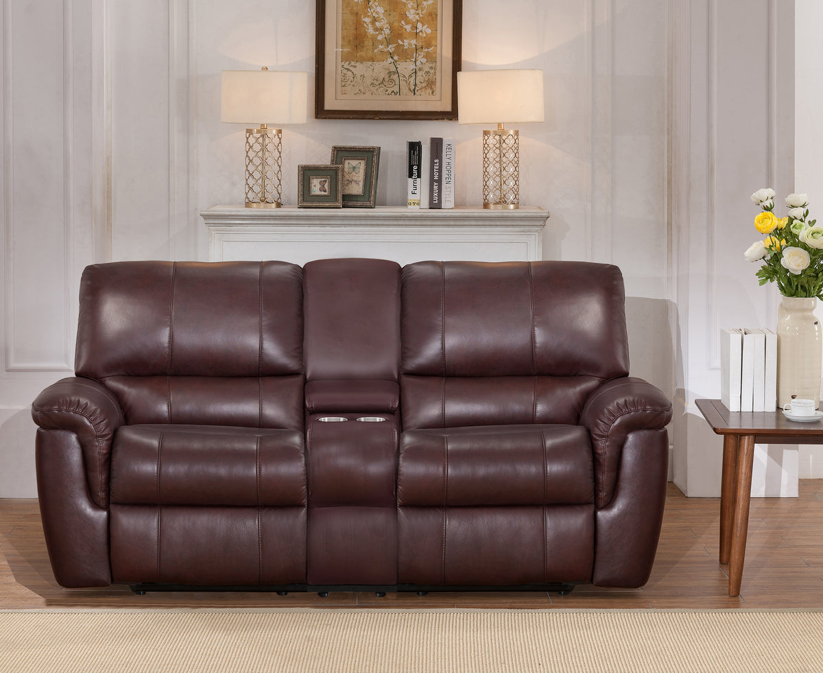York Brown Leather Reclining Loveseat - MJM Furniture