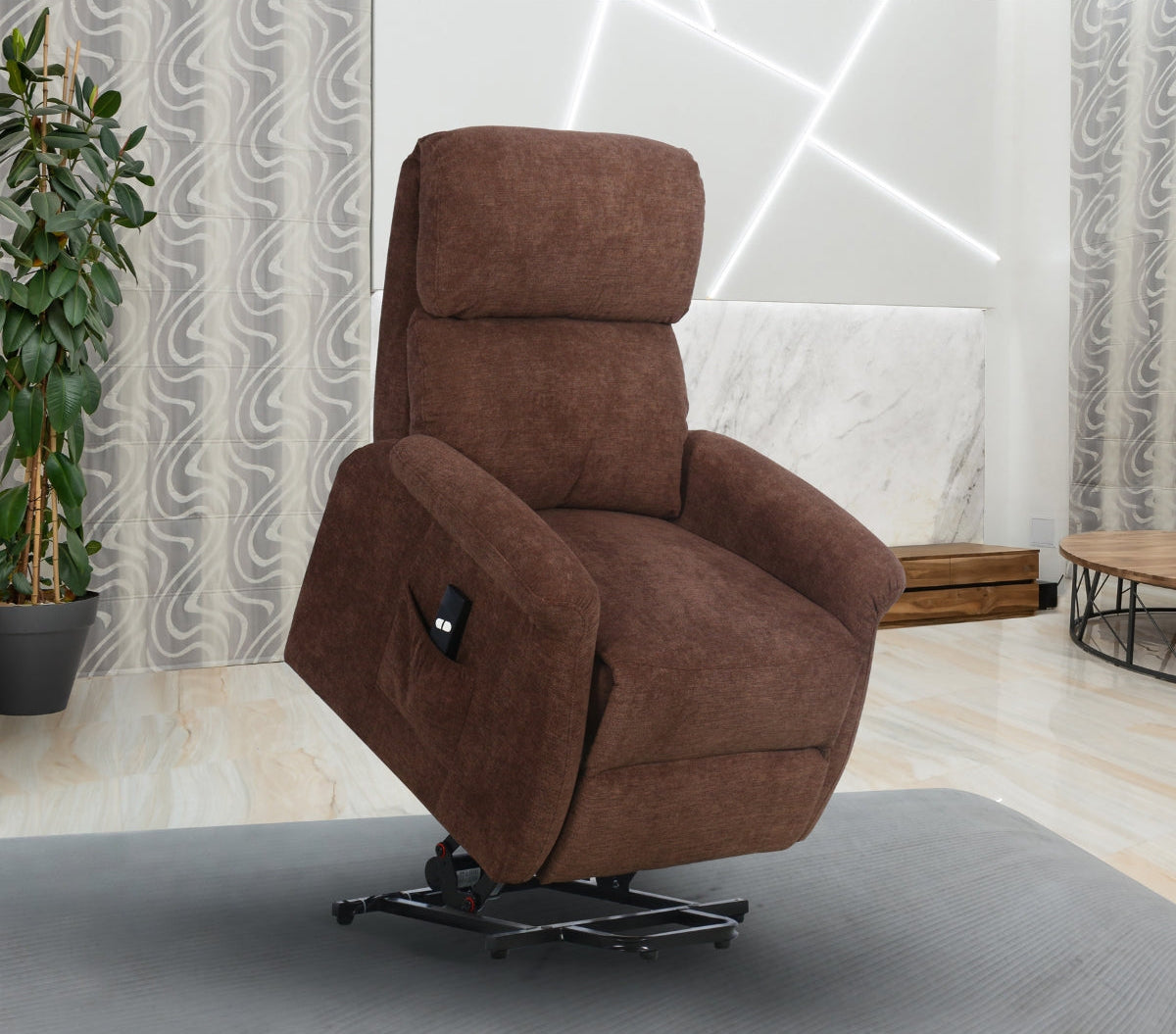 Elevated Brown Power Lift Chair Reclining Seating MAZ