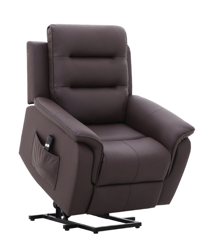 Tudor Brown Faux Leather Power Lift Chair Reclining Seating MAZ