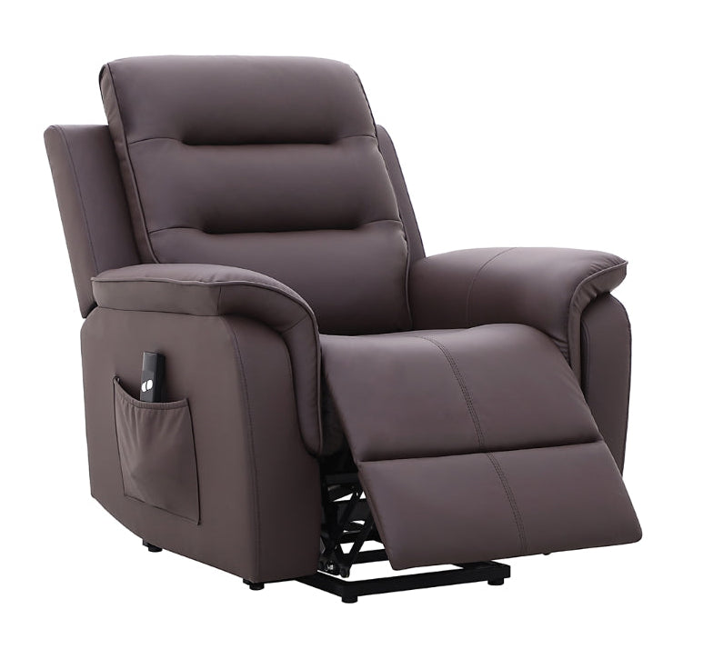 Tudor Brown Faux Leather Power Lift Chair - MJM Furniture