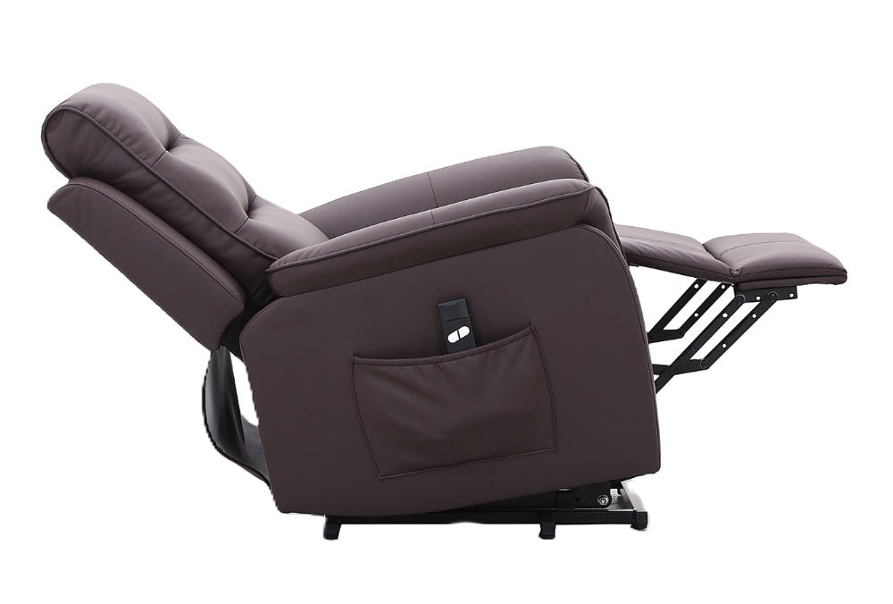 Tudor Brown Faux Leather Power Lift Chair - MJM Furniture