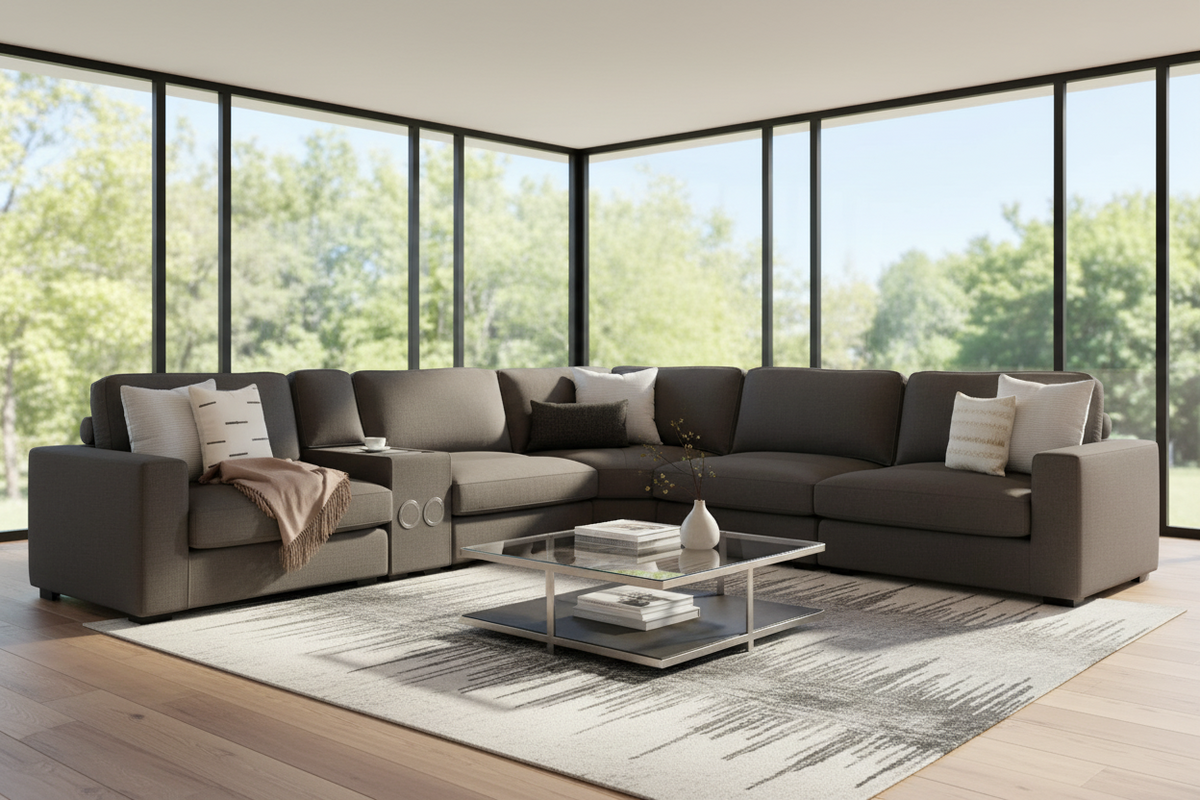 Lounge Charcoal Modular 6 Piece Sectional - MJM Furniture