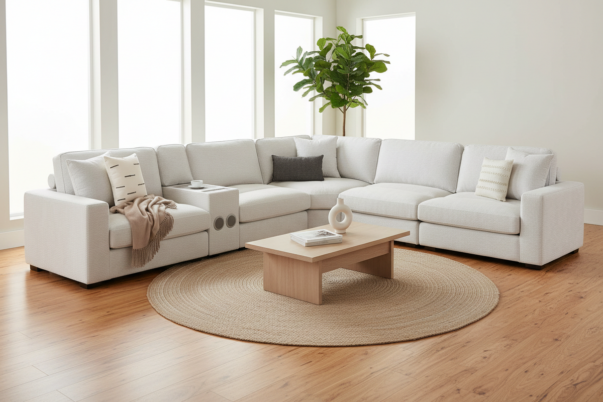 Lounge Stone Modular 6 Piece Sectional - MJM Furniture