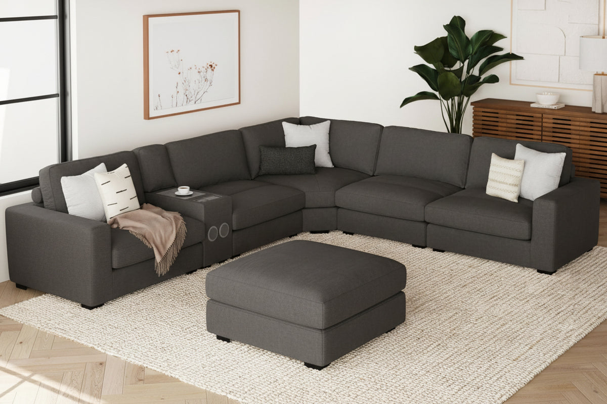 Lounge Charcoal Modular 6 Piece Sectional