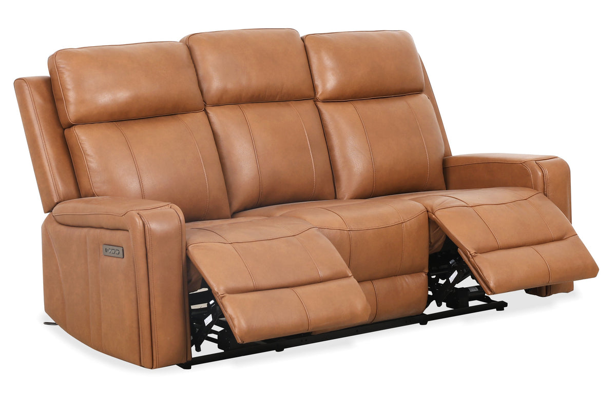 Brooks 78" Cognac Leather Power Reclining Sofa - MJM Furniture