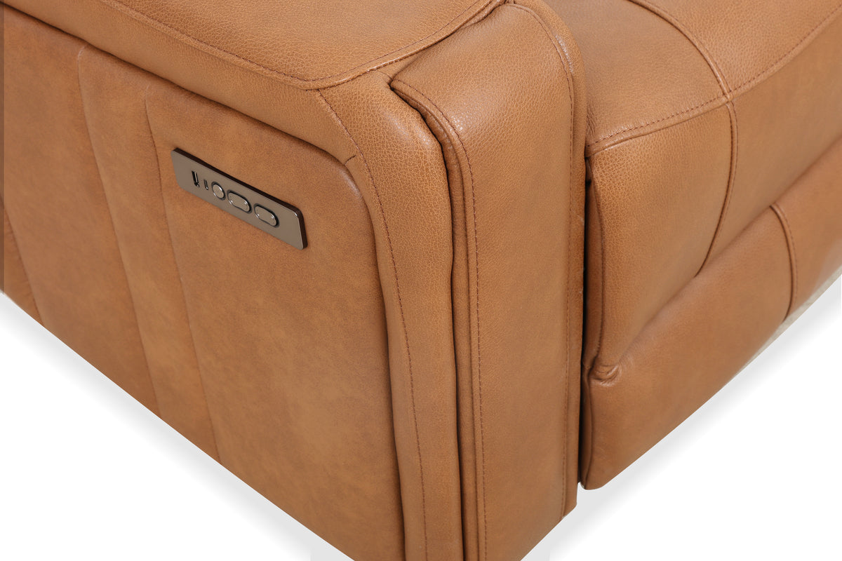 Brooks 37" Cognac Leather Power Glider Reclining Chair - MJM Furniture