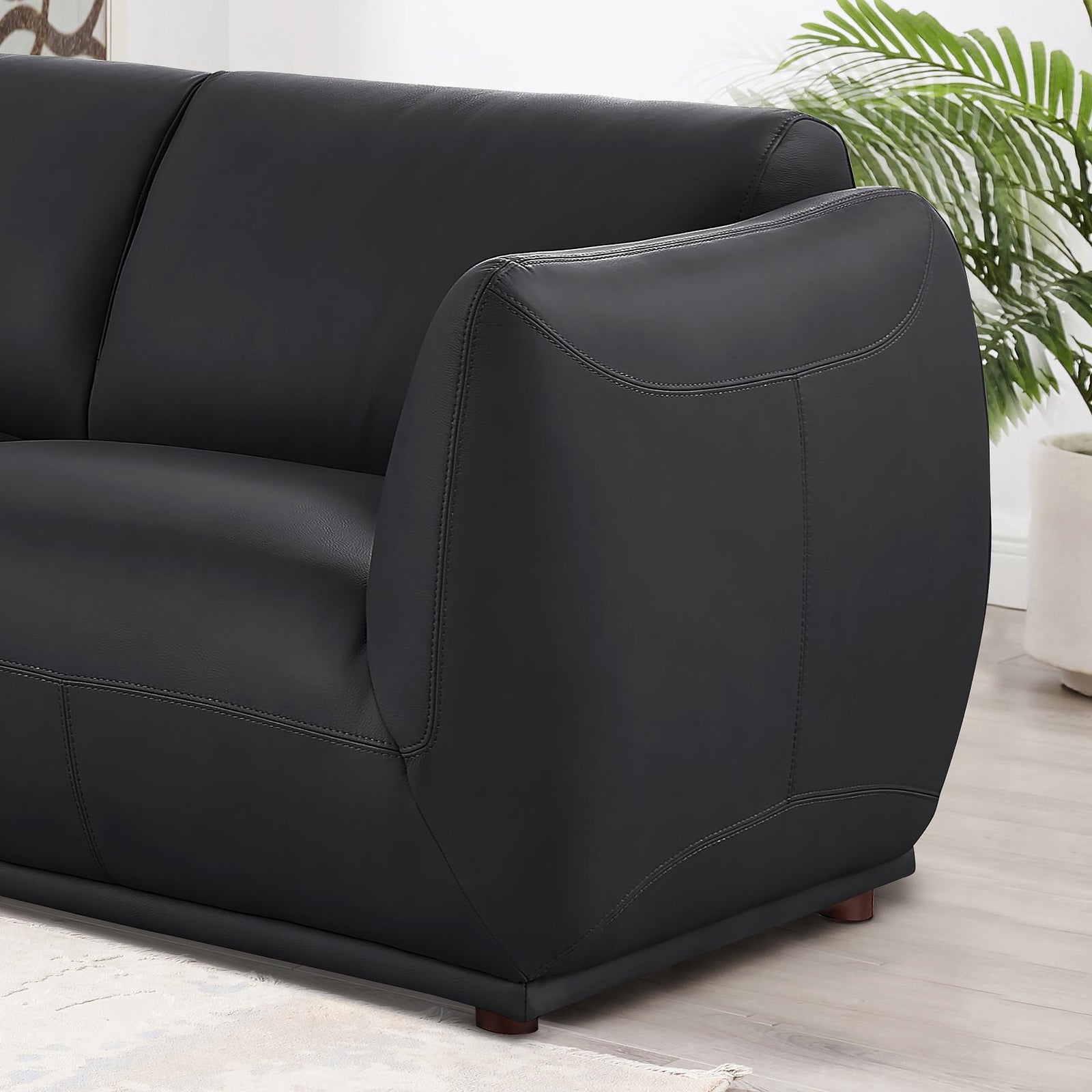Moon Black Leather Sofa - MJM Furniture