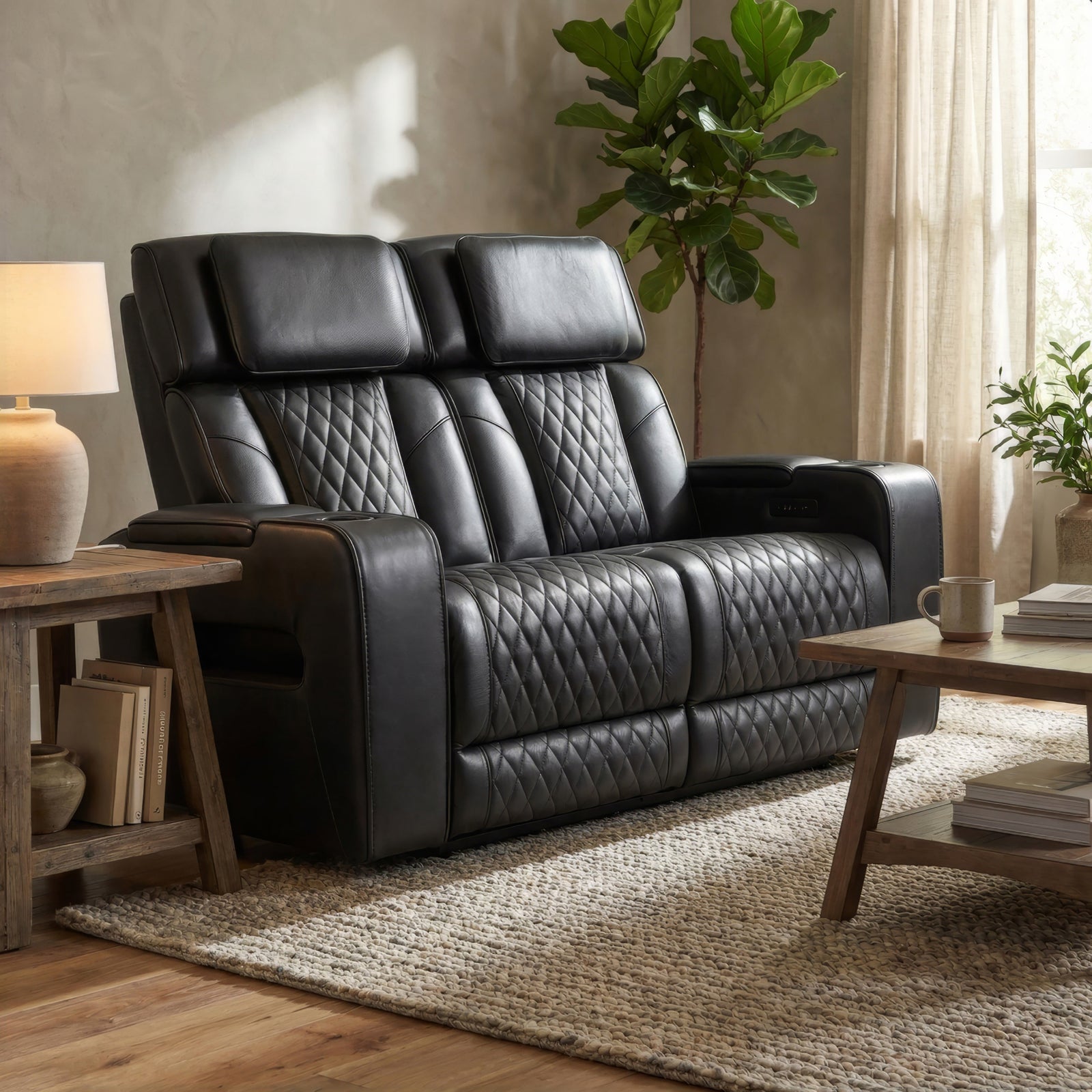 Emerson 58" Black Power Reclining Loveseat - MJM Furniture