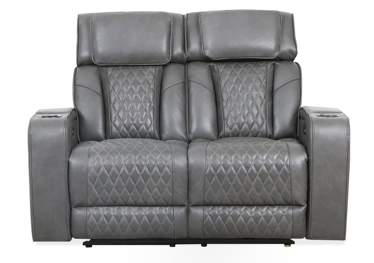 Emerson 58" Charcoal Power Reclining Loveseat - MJM Furniture