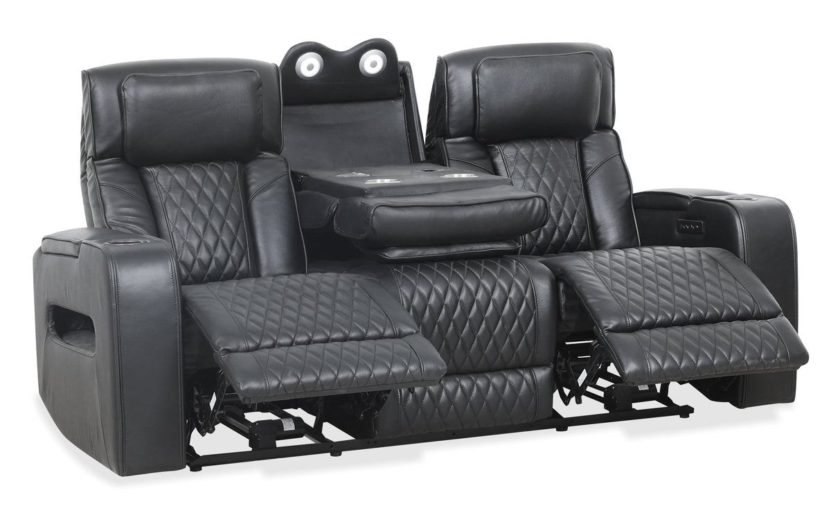 Emerson 78" Black Power Reclining Sofa - MJM Furniture
