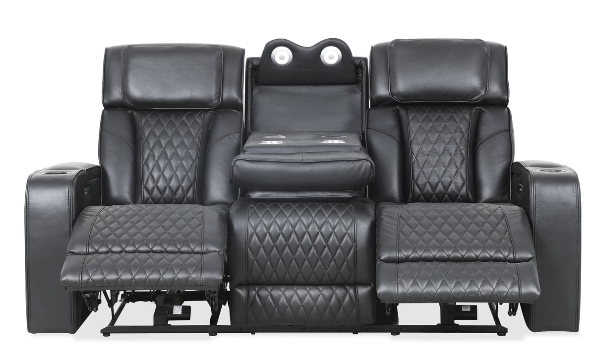 Emerson 78" Black Power Reclining Sofa - MJM Furniture