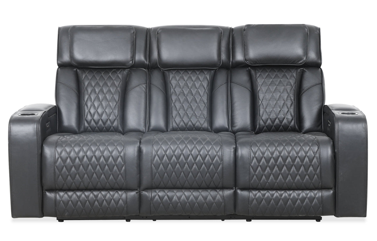 Emerson 78" Black Power Reclining Sofa - MJM Furniture