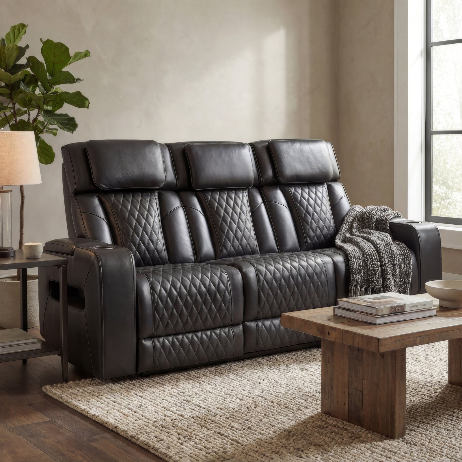 Emerson 78" Black Power Reclining Sofa - MJM Furniture