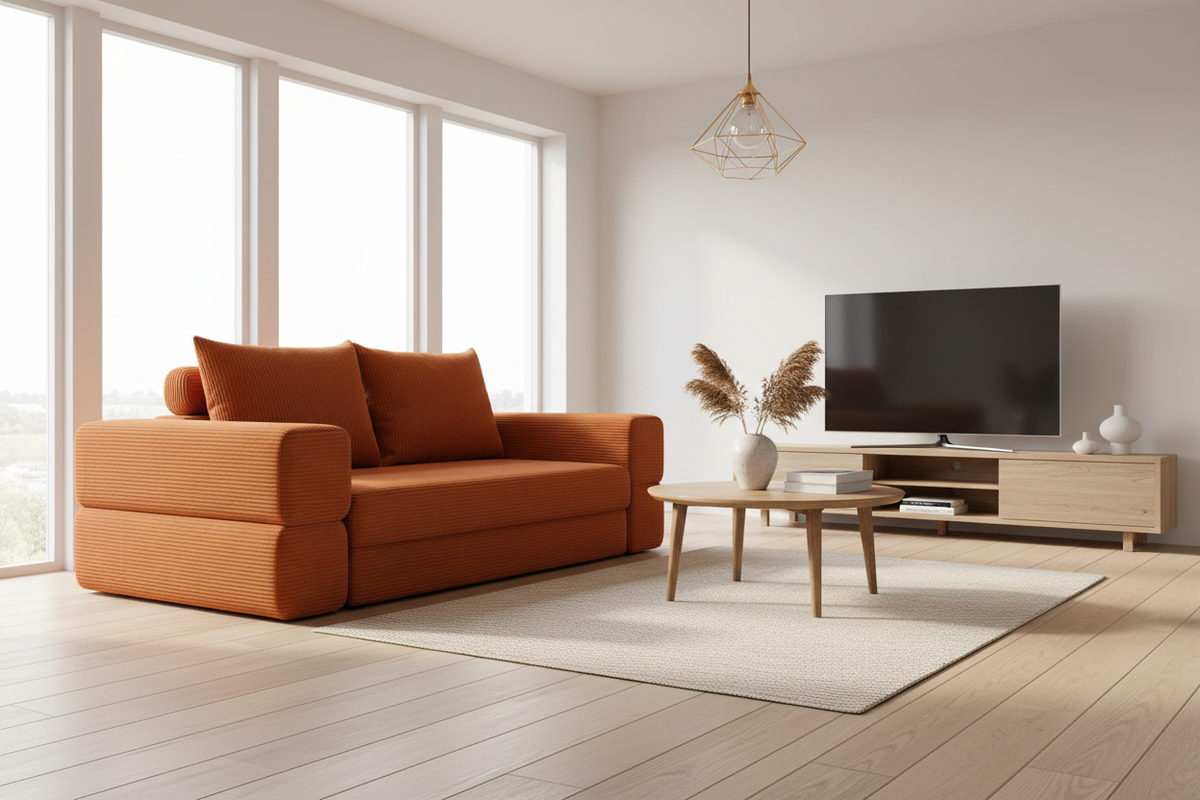 Remi 80.7" Burnt Orange Sofa Bed - MJM Furniture