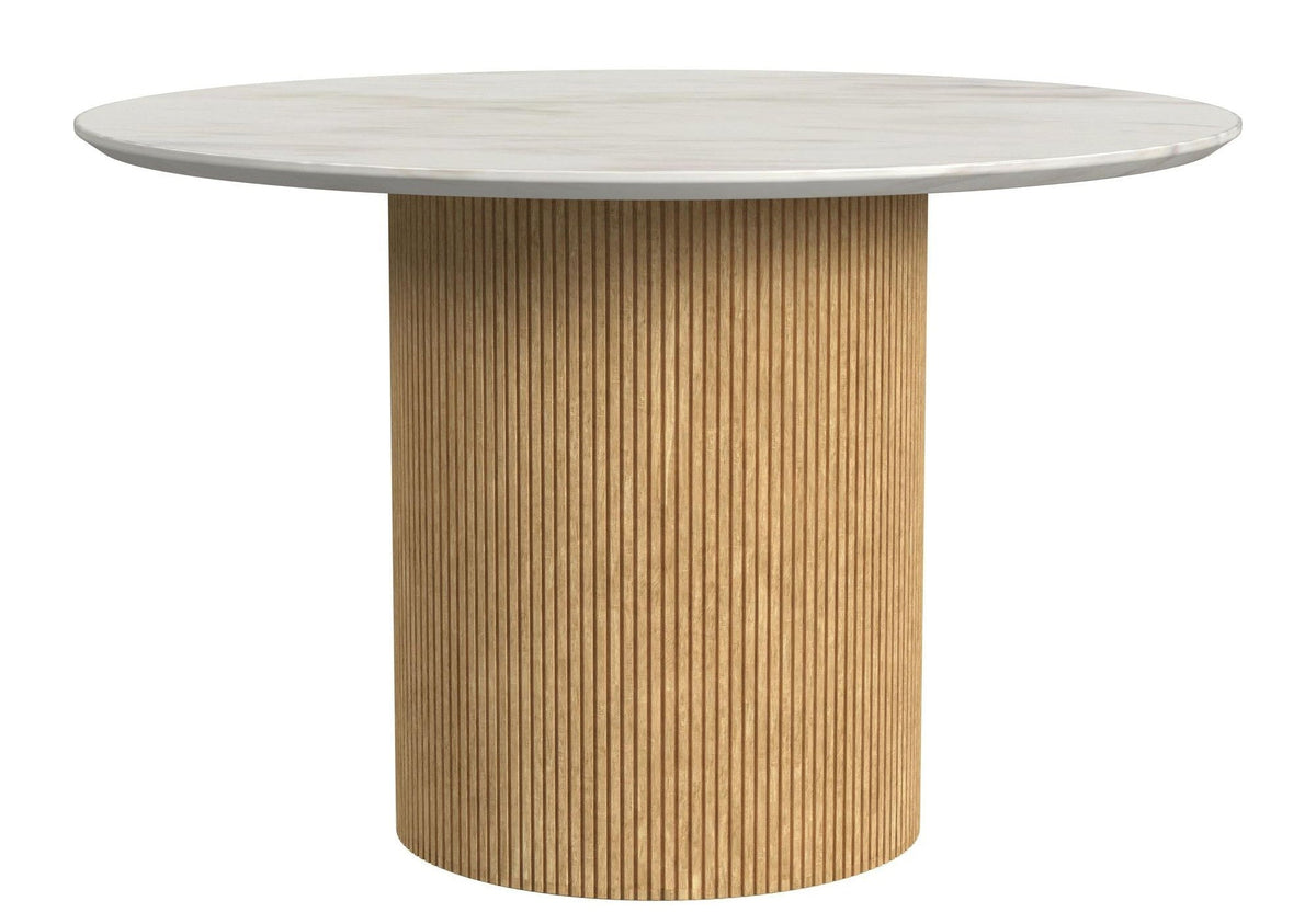 Quinn Natural Faux Marble Round Dining Table - MJM Furniture