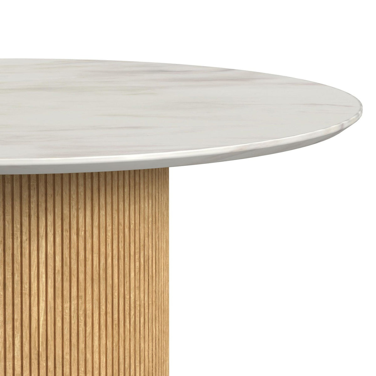 Quinn Natural Faux Marble Round Dining Table - MJM Furniture