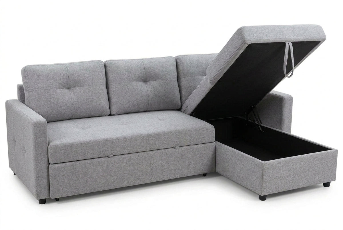 Logan Light Gray Reversible Sleeper Sectional