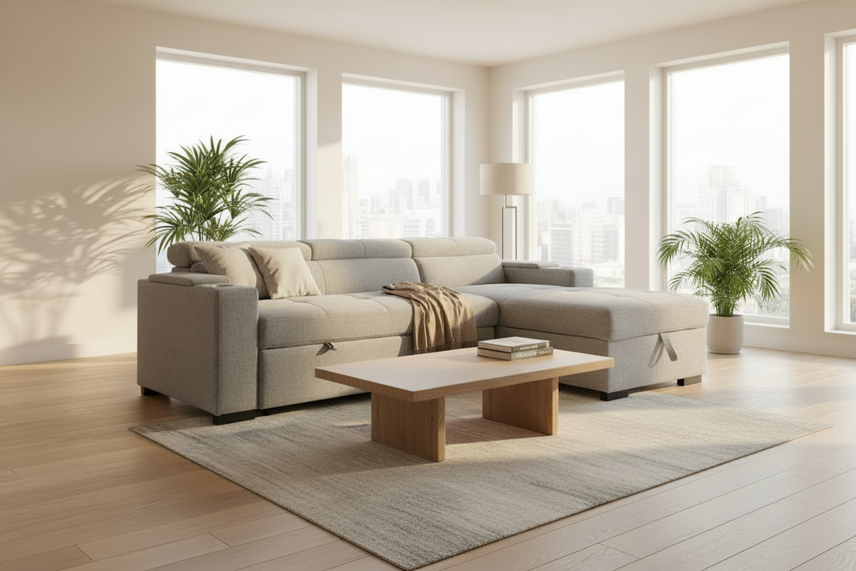 Dax Gray Sleeper Sectional - MJM Furniture