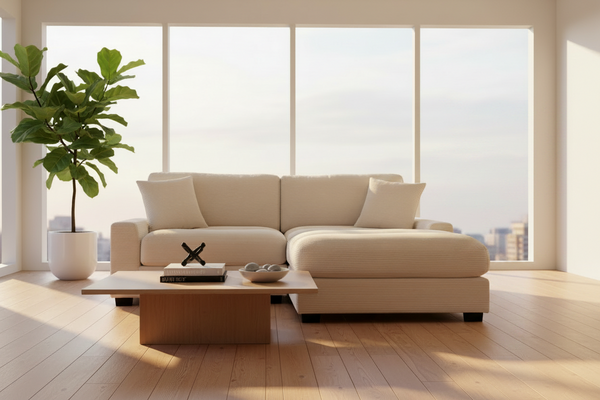 Laze Cream 86" Sectional Sectionals PRM