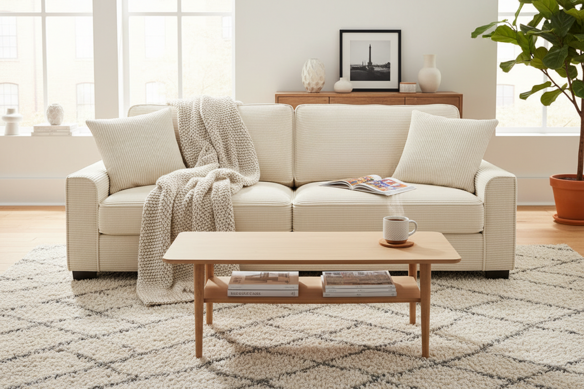 Laze 86" Cream Sofa - MJM Furniture