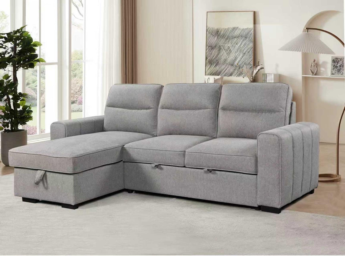 Oliver Light Gray Reversible Sleeper Sectional