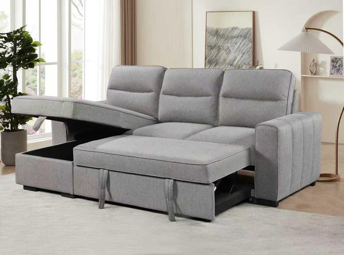 Oliver Light Gray Reversible Sleeper Sectional