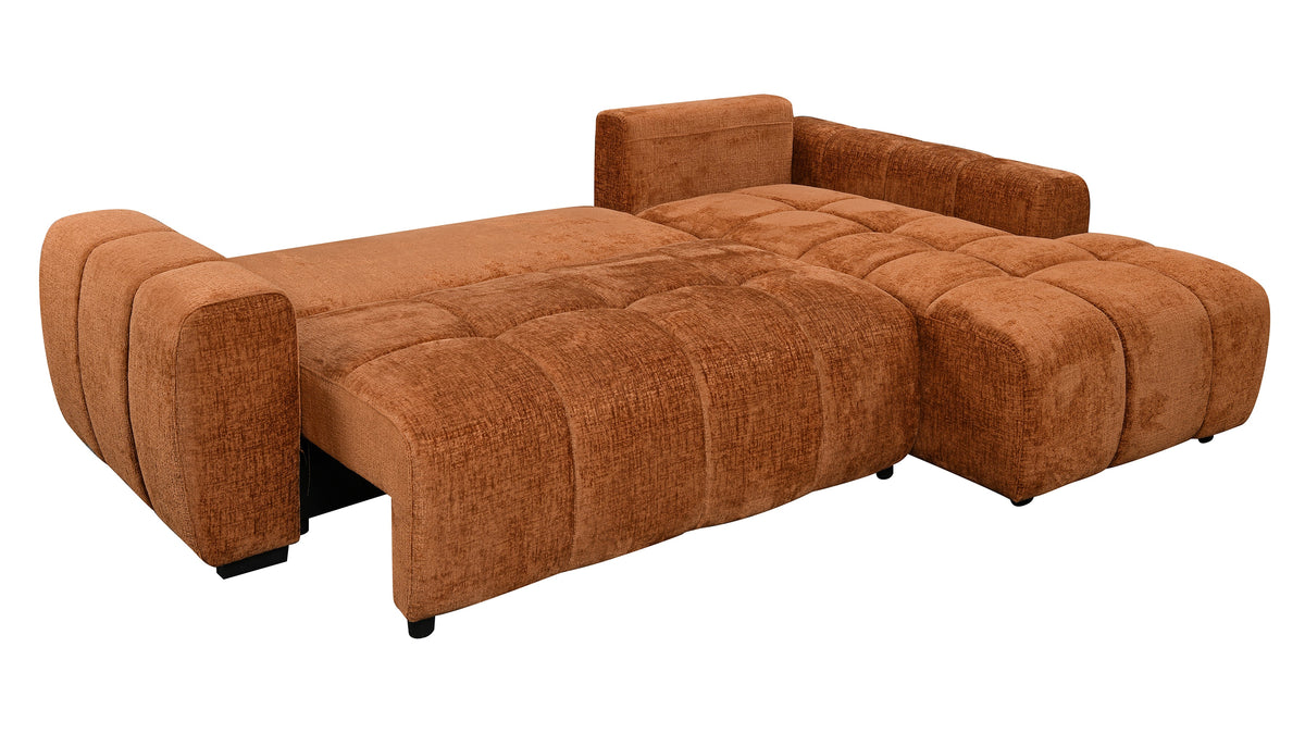 Ellis Burnt Orange Sleeper Sectional - MJM Furniture