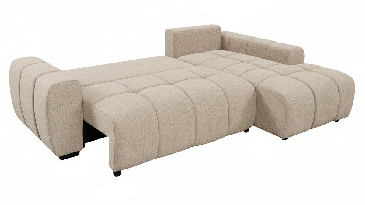 Ellis Beige Sleeper Sectional - MJM Furniture
