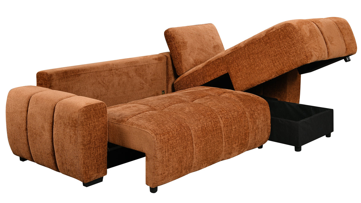 Ellis Burnt Orange Sleeper Sectional - MJM Furniture