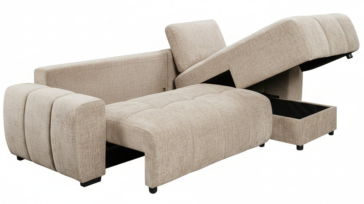 Ellis Beige Sleeper Sectional - MJM Furniture