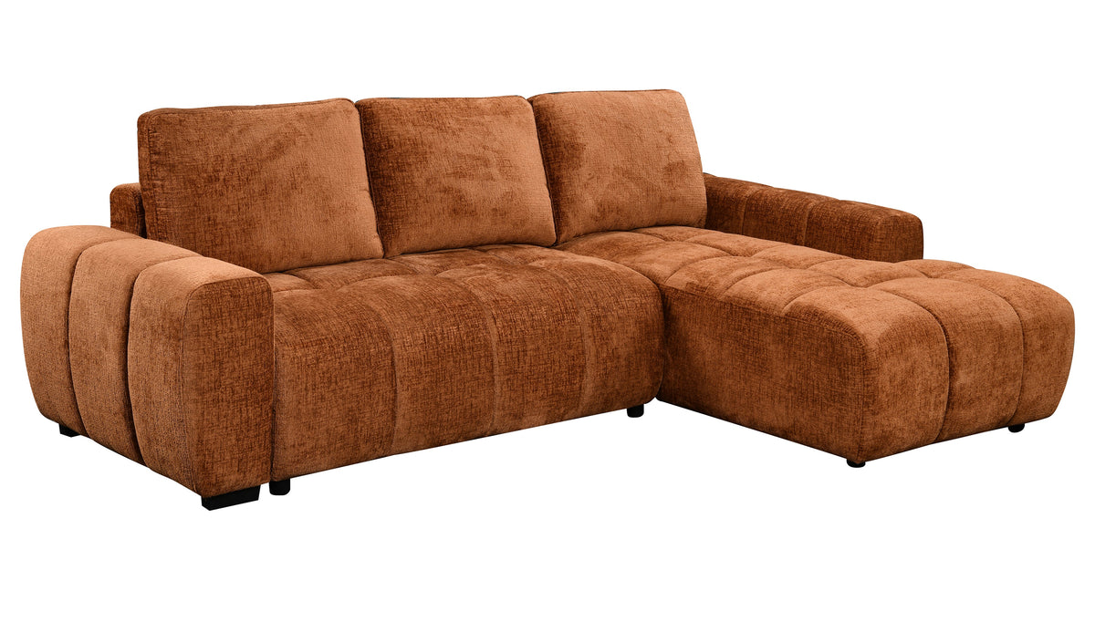 Ellis Burnt Orange Sleeper Sectional - MJM Furniture
