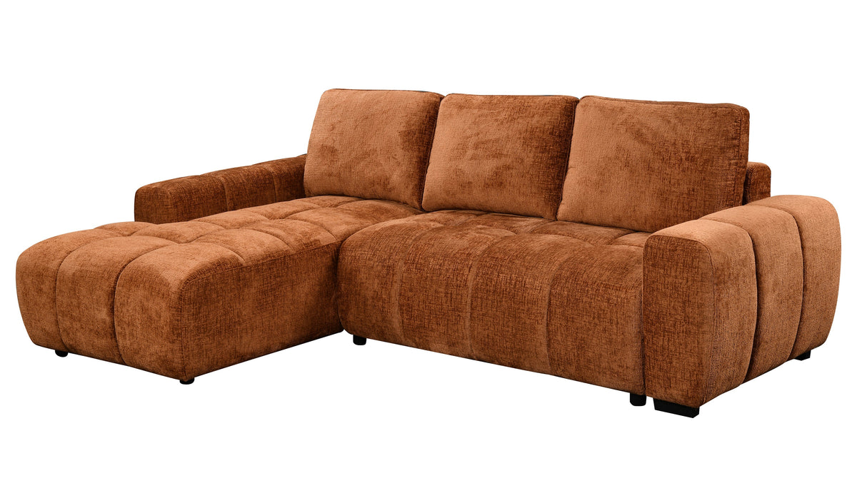 Ellis Burnt Orange Sleeper Sectional - MJM Furniture