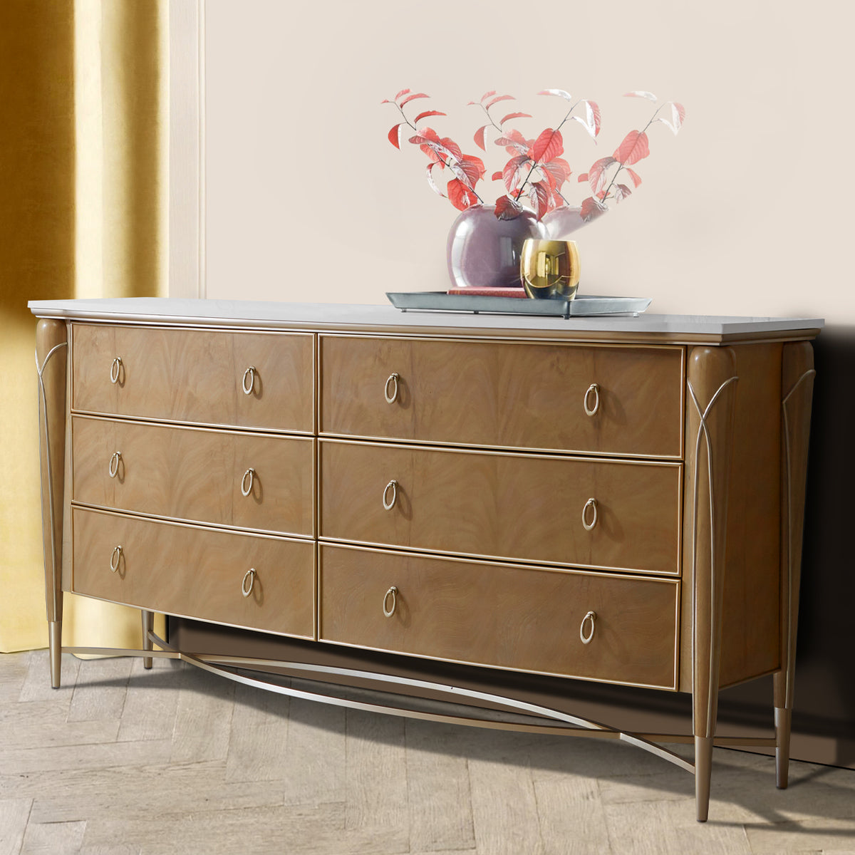 Villa Cherie Caramel Dresser &amp; Mirror - MJM Furniture