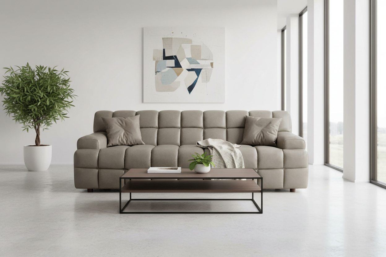 Rubix Stone Leather Sofa - MJM Furniture