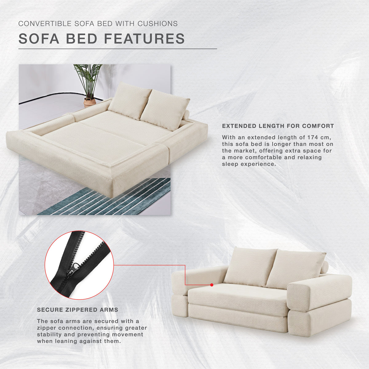 Convertible Beige Sofa Bed