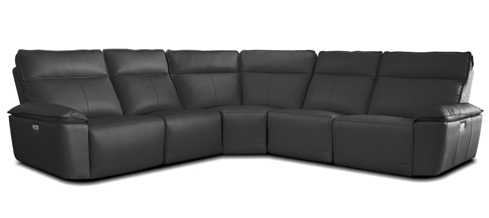 Teatro Black Leather 6 Piece Power Reclining Sectional - MJM Furniture