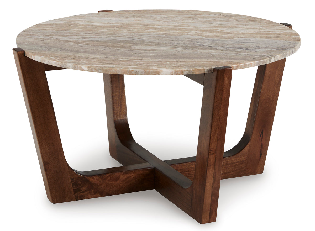 Tanidore 36" Round Marble Coffee Table - MJM Furniture