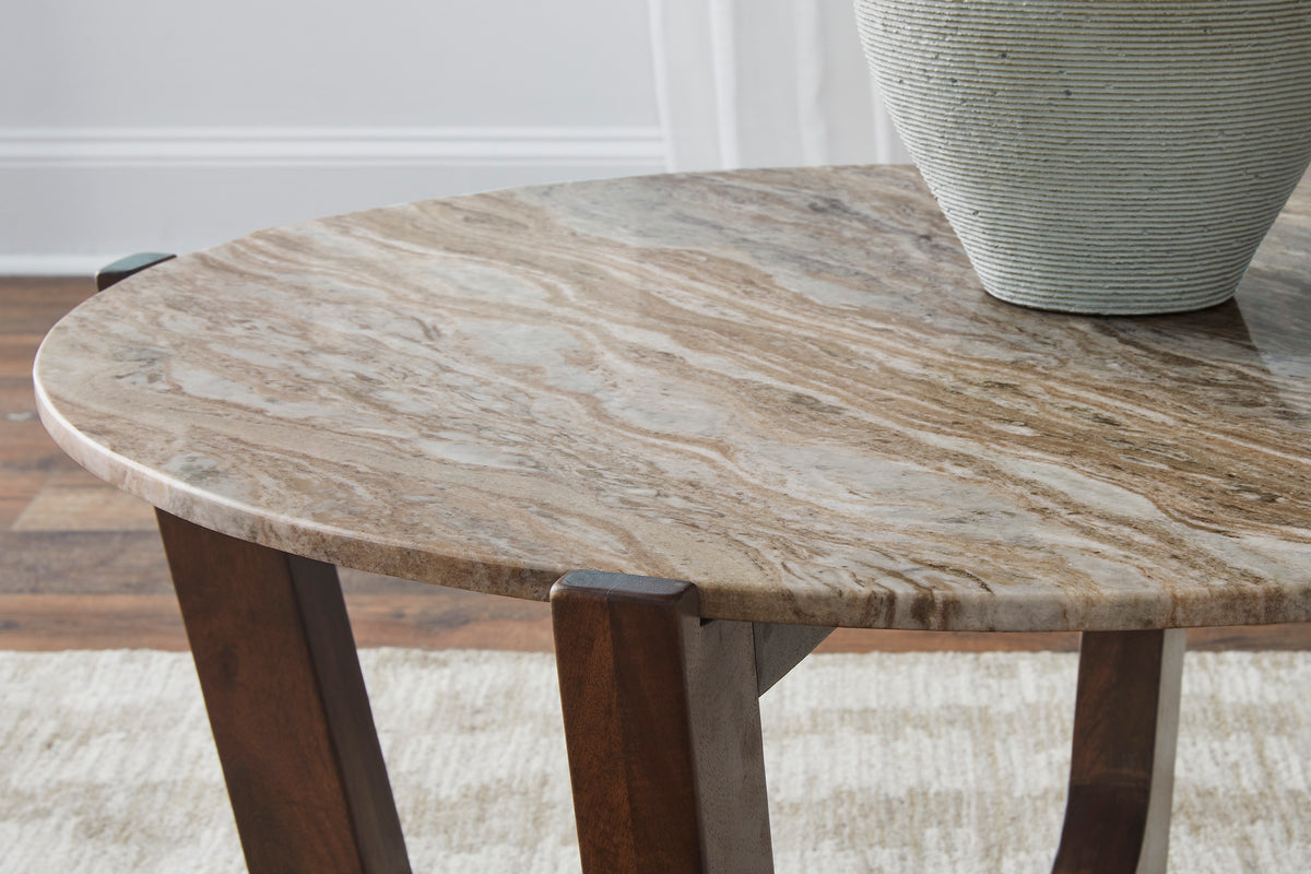 Tanidore 36" Round Marble Coffee Table - MJM Furniture