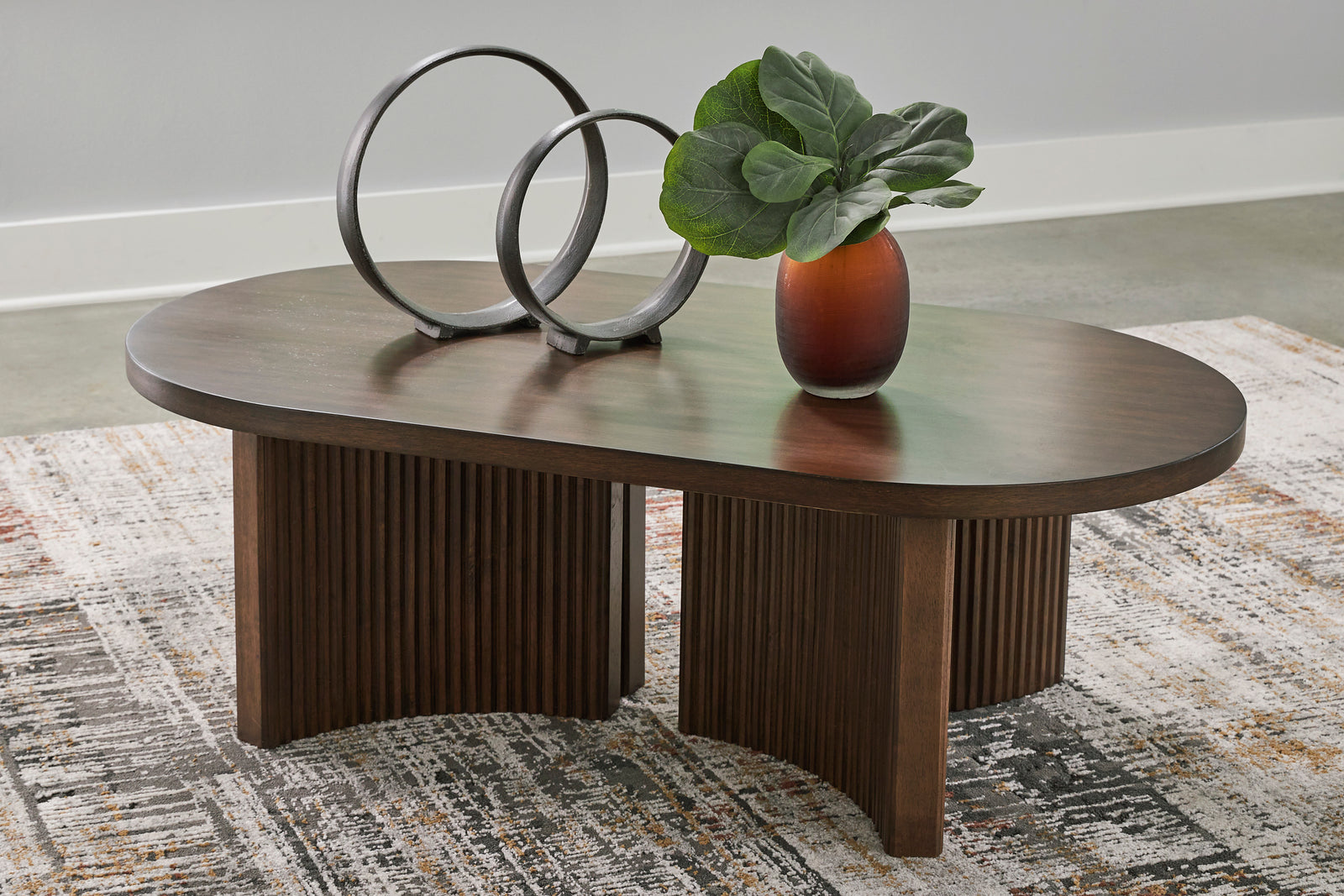 Korestone Oval Coffee Table - MJM Furniture