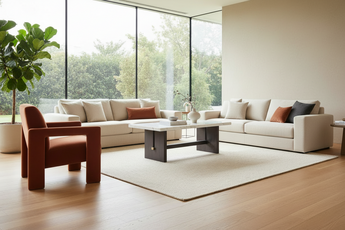 Burkhaus 52” Natural Marble Coffee Table - MJM Furniture