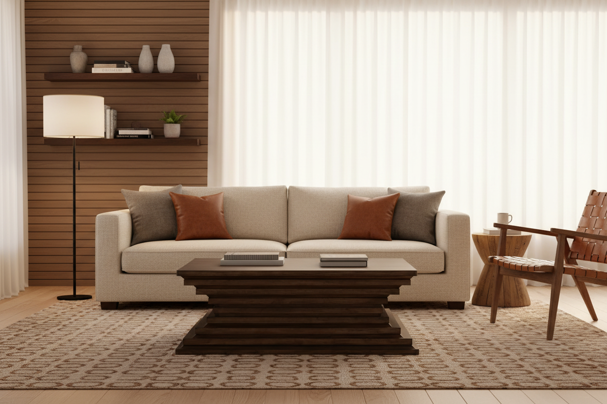 Hannodream 48” Square Brown Coffee Table - MJM Furniture